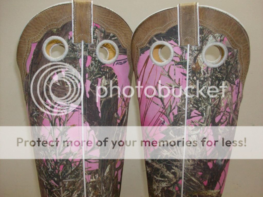 Justin Ladies 10 Distressed Brown w/ Pink Camo Top Square Toe Snake